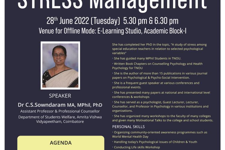 Flyer - Invited Talk on "Stress Management"
